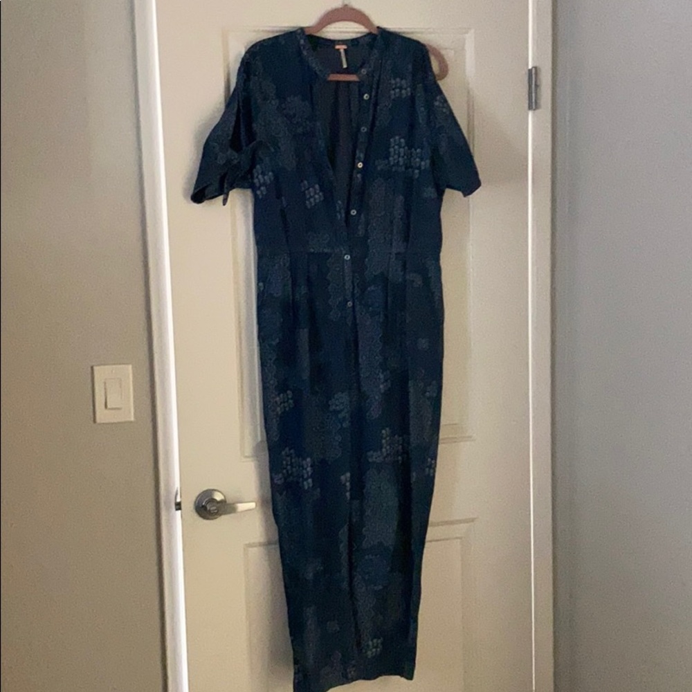 Free People Chambray Denim Jumpsuit Size Small